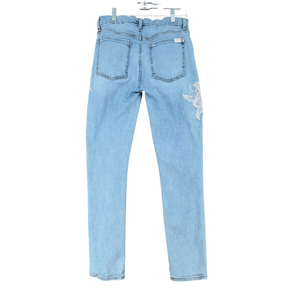 JEN 7 Women's Jeans Ankle Skinny Light Wash Embroidered Floral Size 4 - Picture 2 of 7